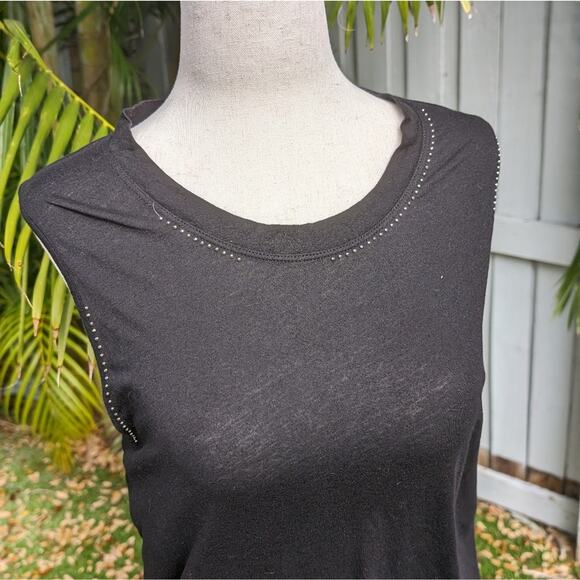Monrow (Revolve) Embellished 100% Cotton Stretchy Black Tank Top, size XS - Picture 8 of 8